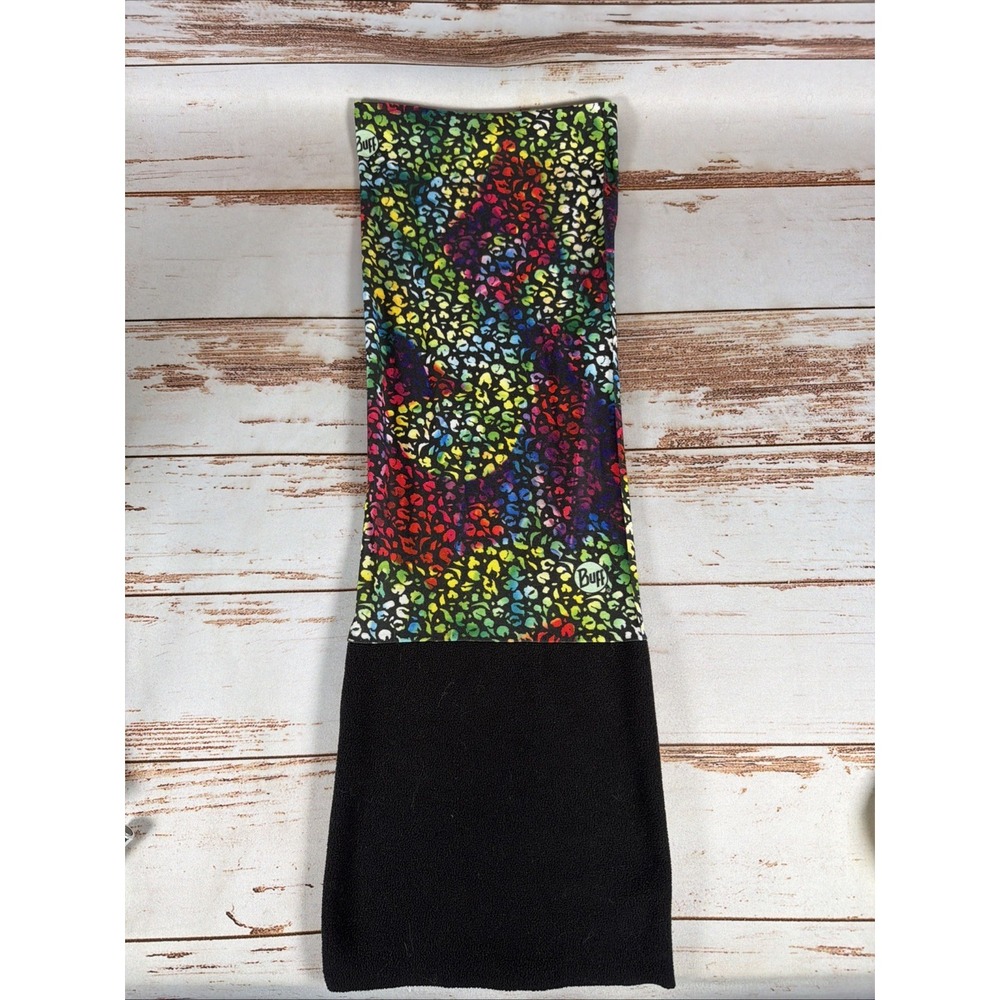 Buff Multicolor Leopard Print Neck Gaiter Hat with Black Panel